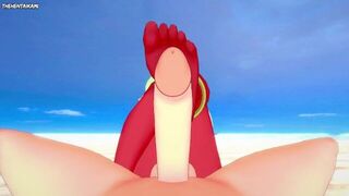 Scanty Daemon from Panty and Stocking Gives You A Footjob At The Beach Hentai POV - porn video