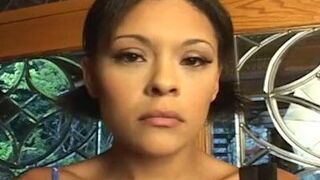 Ebony skin Sunshine has threesome sex with double penetration - porn video